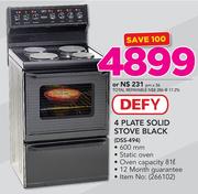 Defy 4 Plate Solid Stove Black DSS-494