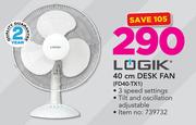 Logik 40cm Desk Fan FD40-TX1