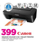 Canon MG2540 Colour 3 In 1 Inkjet Printer