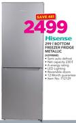 Hisense 299Ltr Bottom Freezer Fridge Metallic H299BME