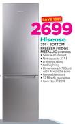 Hisense 359Ltr Bottom Freezer Fridge Metallic H359BME