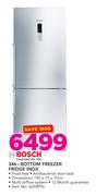 Bosch 346Ltr Bottom Freezer Fridge Inox