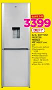 Defy 323Ltr Bottom Freezer Fridge Metallic DAC 517