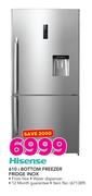 Hisense 610Ltr Bottom Freezer Fridge Inox