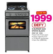 Defy 4 Burner Gas Stove Black DGS 168 SGG