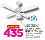 Logik 105cm 1 Light Ceiling Fan 