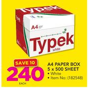 Typek A4 White Paper Box-5 x 500 Sheet
