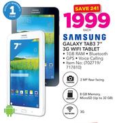 Samsung Galaxy TAB3 7" 3G WIFI Tablet-Each 