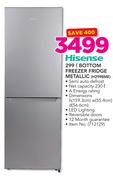 Hisense 299L Bottom Freezer Fridge Metallic