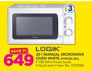 Logik 20L Manual Microwave Oven White