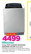 Hisense 16Kg Top Loader Washing Machine Silver 