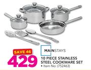 Mainstays 10 Piece Stainless Steel Cookware Set