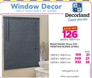 Decorland Ready-Made 25mm PVC Venetian Blinds Steel 1600W x 1600H mm