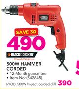 Black & Decker 500W Hammer Corded