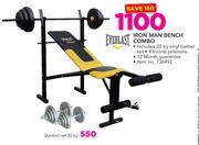 Everlast Iron Man Bench Combo Including 20Kg Vinyl Barbel Set