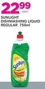 Sunlight Dishwashing Liquid Regular-750ml Each