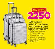 Travelwize Alto 50cm, 60cm And 70cm Silver Upright Trolley-For 3