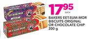 Bakers Eet-Sum-Mor Biscuits Original Or Chocolate Chip-200g Each
