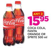 Coca Cola, Fanta Orange Or Sprite-2x500ml