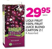 Liquid Fruit 100% Fruit Juice Blend Carton-2Ltr Each