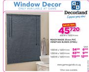 Decorland Ready-Made 25mm PVC Venetian Blinds STEEL (1600W x 1600Hmm)