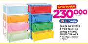 Nu Ware Super Drawer 4 Tier /Blue Or White Frame Multi Drawer-Each