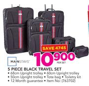 Mainstays 5 Piece Black Travel Set-Per Set