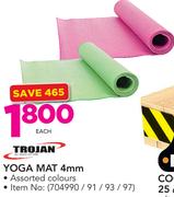 Trojan Yoga Mat 4mm In Assorted Colours-Each