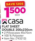 Casa Flat Sheet Double 200x230cm
