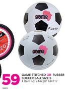 Game Stitched Or Rubber Soccer Ball Size 5-Each