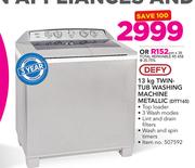Defy 13Kg Twin  Tub Washing Machine Metallic DTT165