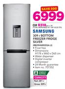 Samsung 309L Bottom Freezer Fridge Silver RB29HWR3DSA U 