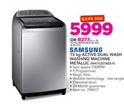 Samsung 15Kg Active Dual Wash Washing Machine Metallic WA15