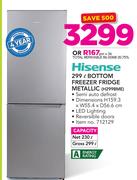 Hisense 299L Bottom Freeer Fridge Metallic H299BME