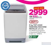 Defy 8Kg Top Load Washing Machine Metallic DTL145