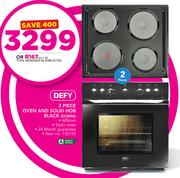 Defy 2 Piece Oven And Solid Hob Black DCB006