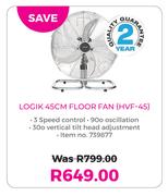 Logik 45cm Floor Fan (HVF-45)