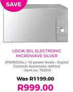 Logik 30L Electronic Microwave Silver
