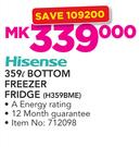 Hisense 359Ltr Bottom Freezer Fridge H359BME