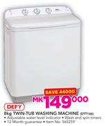 Defy 8Kg Twin Tub Washing Machine DTT166