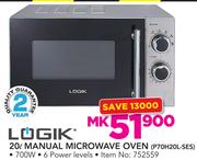 Logik 20Ltr Manual Microwave Oven P70H20L-SES
