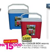 Camp Master 26Ltr Cooler Box In Blue Or Red MQ8192-Each