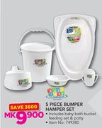 Baby Care 5 Piece Bumper Hamper Set Includes Baby Bath Bucket Feeding Set & Potty
