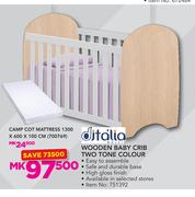 Ditalia Wooden Baby Crib Two Tone Colour