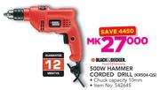 Black & Decker 500W Hammer Corded Drill KR504-QS