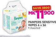 Pampers Sensitive Wipes-6 x 56