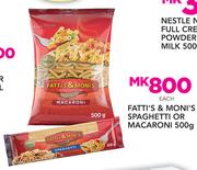 Fatti's & Moni's Spaghetti Or Macaroni-500g Each