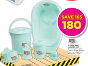Baby Care 7 Piece Baby Hamper Set Includes Baby Bath, Nappy Bucket, Feeding Set & Baby Potty