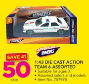 Adventures Wheels 1:43 Die Cast Action Team 6 Assorted-Each