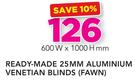 Decorland Ready Made 25MM Aluminium Venetian Blinds Fawn-600 W x 1000 H mm